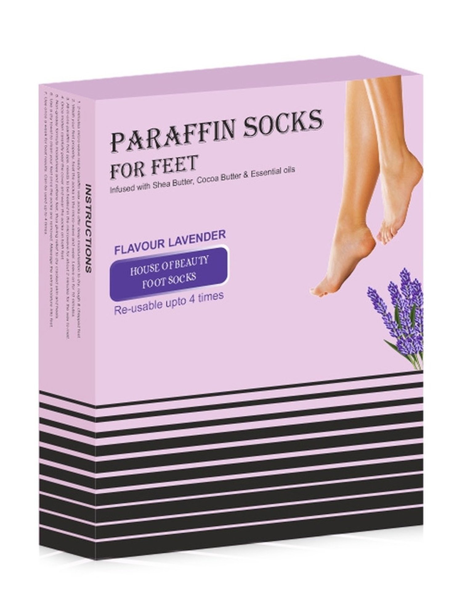 House of Beauty 4 Times Reusable Lavender Paraffin Foot Socks - 1 Pair - 235 gm