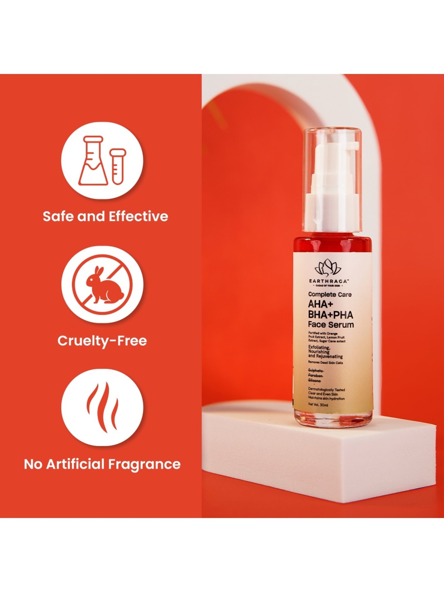 Earthraga Complete Care AHA+BHA+PHA Face Serum - 30 ml