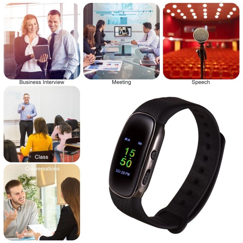 Portable Digital Voice Recorder Watch MP3 Music Player Voice-Activated Recording 16G for Meeting Lecture Interview