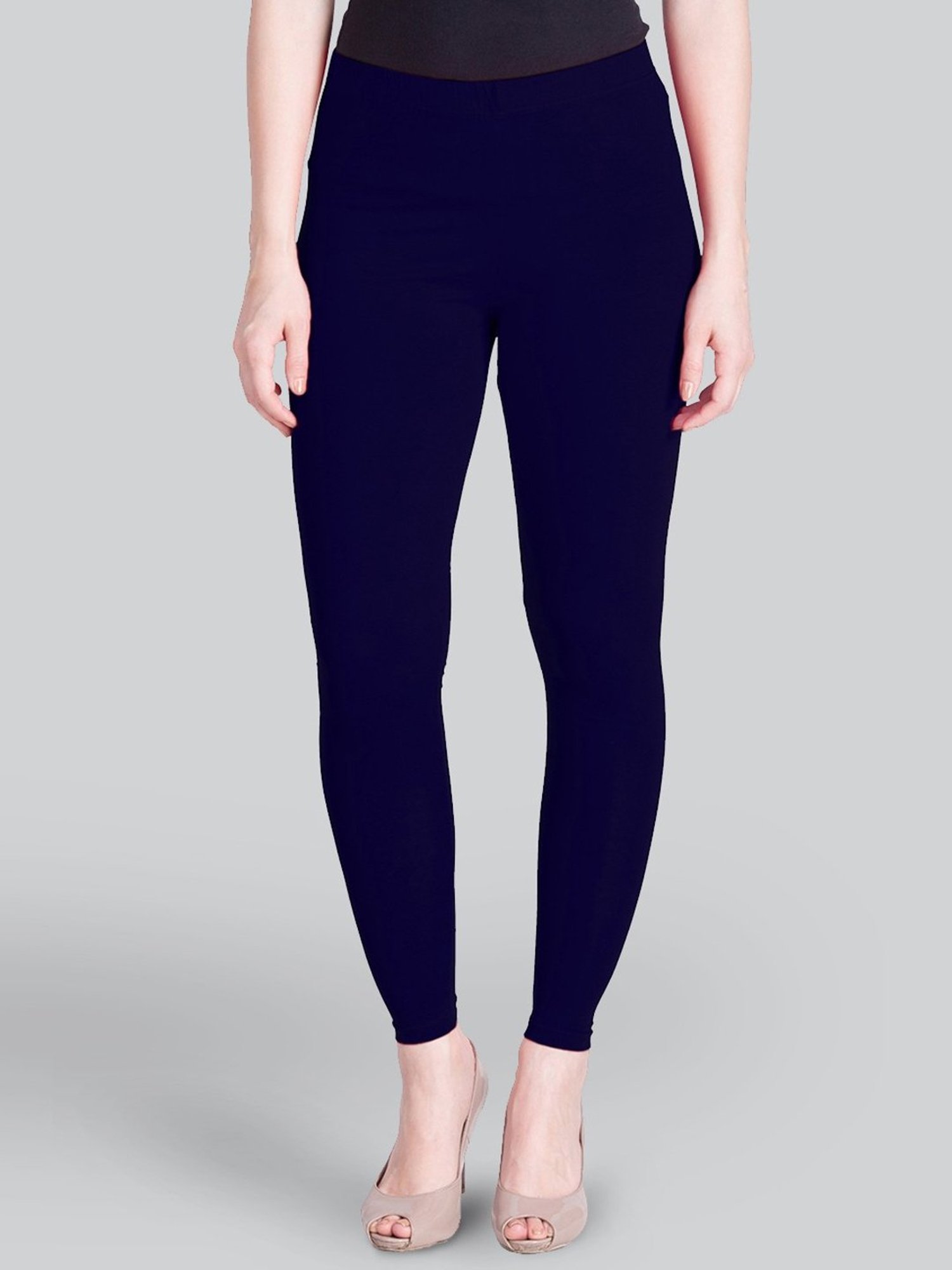 Lyra Navy Cotton Ankle Length Leggings