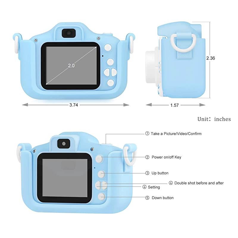 Camera Upgraded Kid Digital Camera for Girls and Boys,1080 IPS Child Video Camera Toys Gift for 3-10 Years Old Children [32GB Memory Card,Protective Shell Include] (Blue)