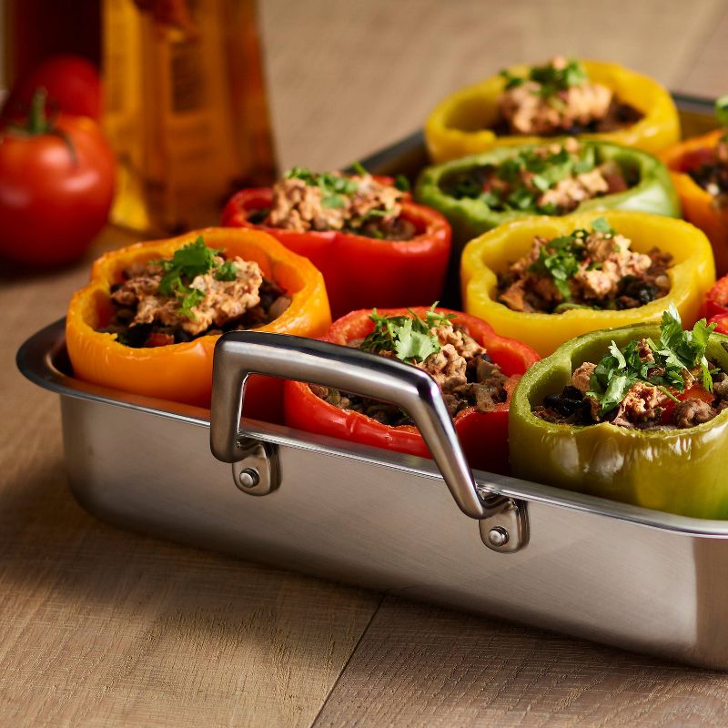 T-fal Simply Cook Nonstick Cookware, Roaster with Rack, 15", Gray