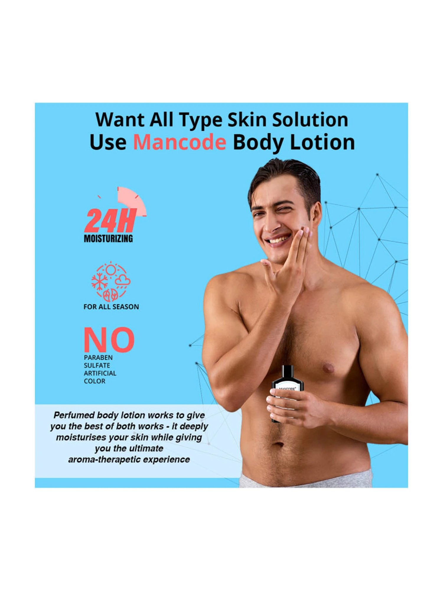 Mancode Aqua Perfumed Body Lotion with Squalane - 200 ml