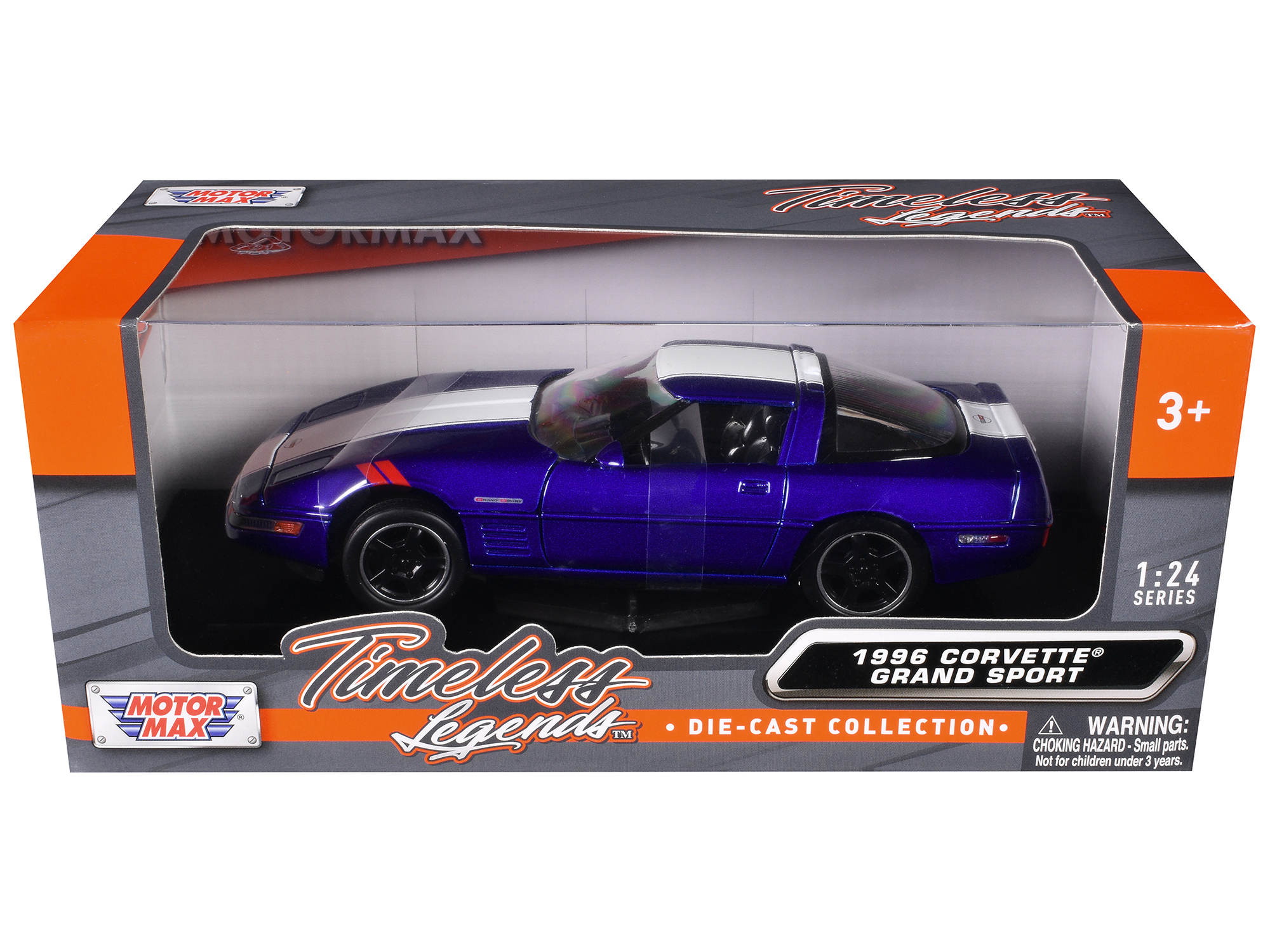 2019 Chevrolet Corvette Z06 Sebring Orange with Black Hood "Sports Cars" Series 1/64 Diecast Model Car by Auto World