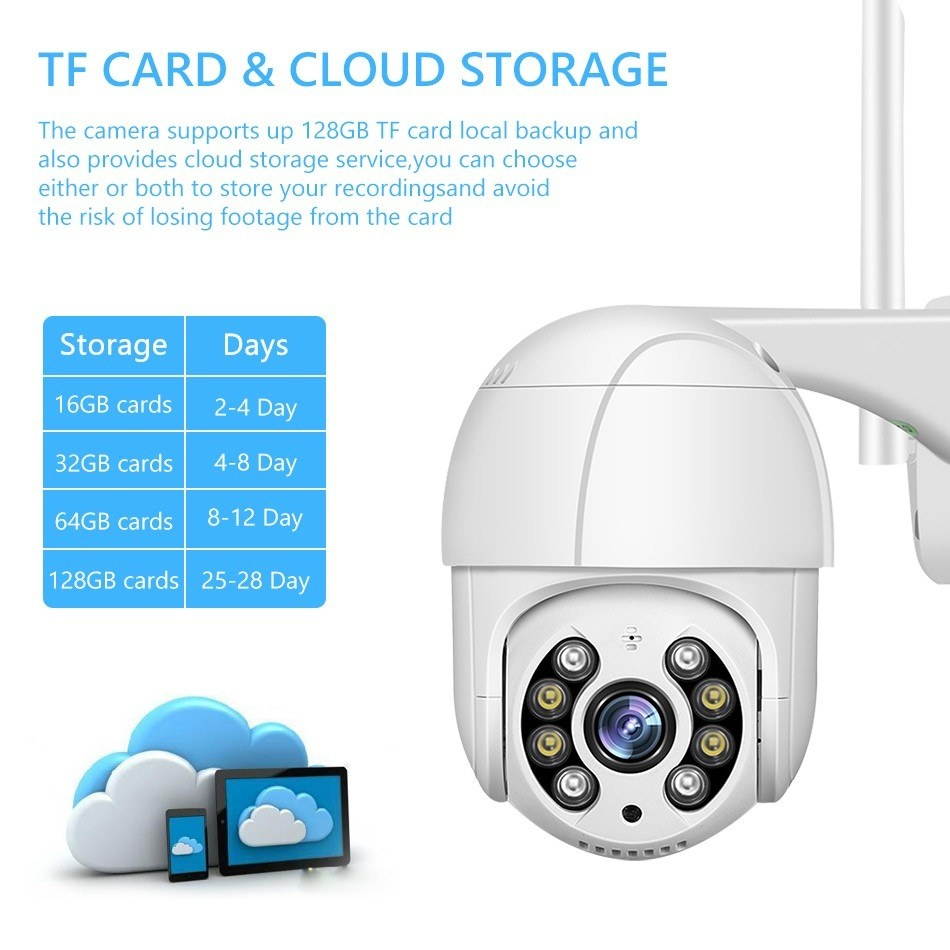 1080P Outdoor PTZ Security Camera 2MP Outdoor Waterproof WiFi Surveillance Camera with Night Vision Two Way