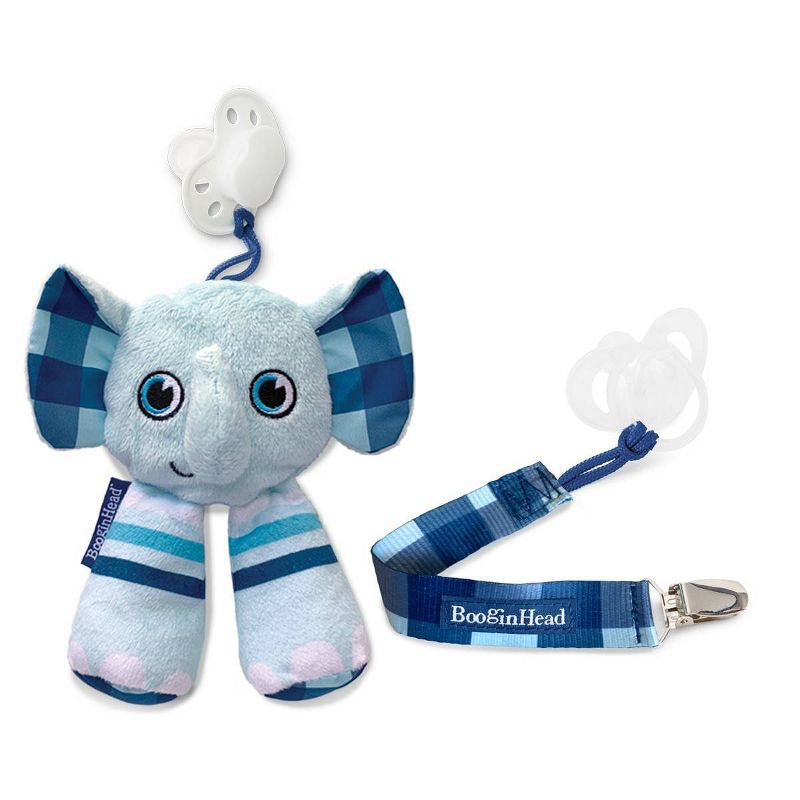 BooginHead Plush PaciPal & PaciGrip Set - 2pk Elephant