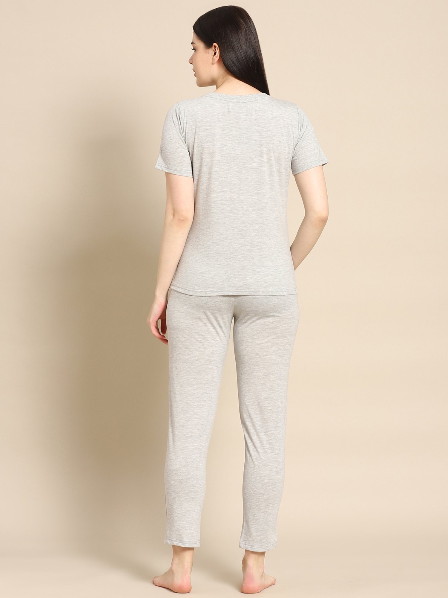 Prakrti Grey Round Neck Top Pant Set