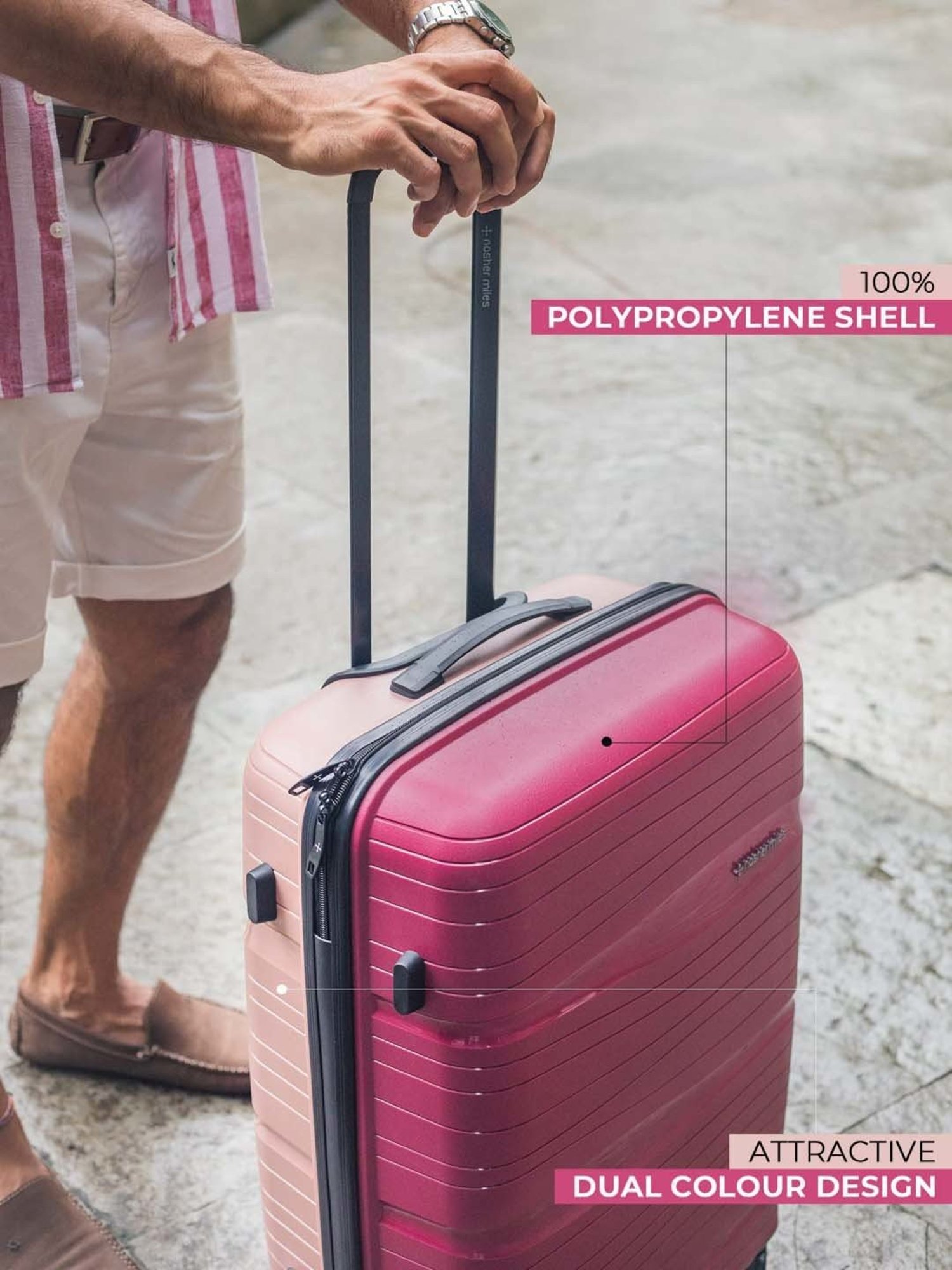 Nasher Miles Nicobar Hard-Sided Polypropylene Set of 2 Maroon and Brown Trolley Bags (55 & 65 cm)