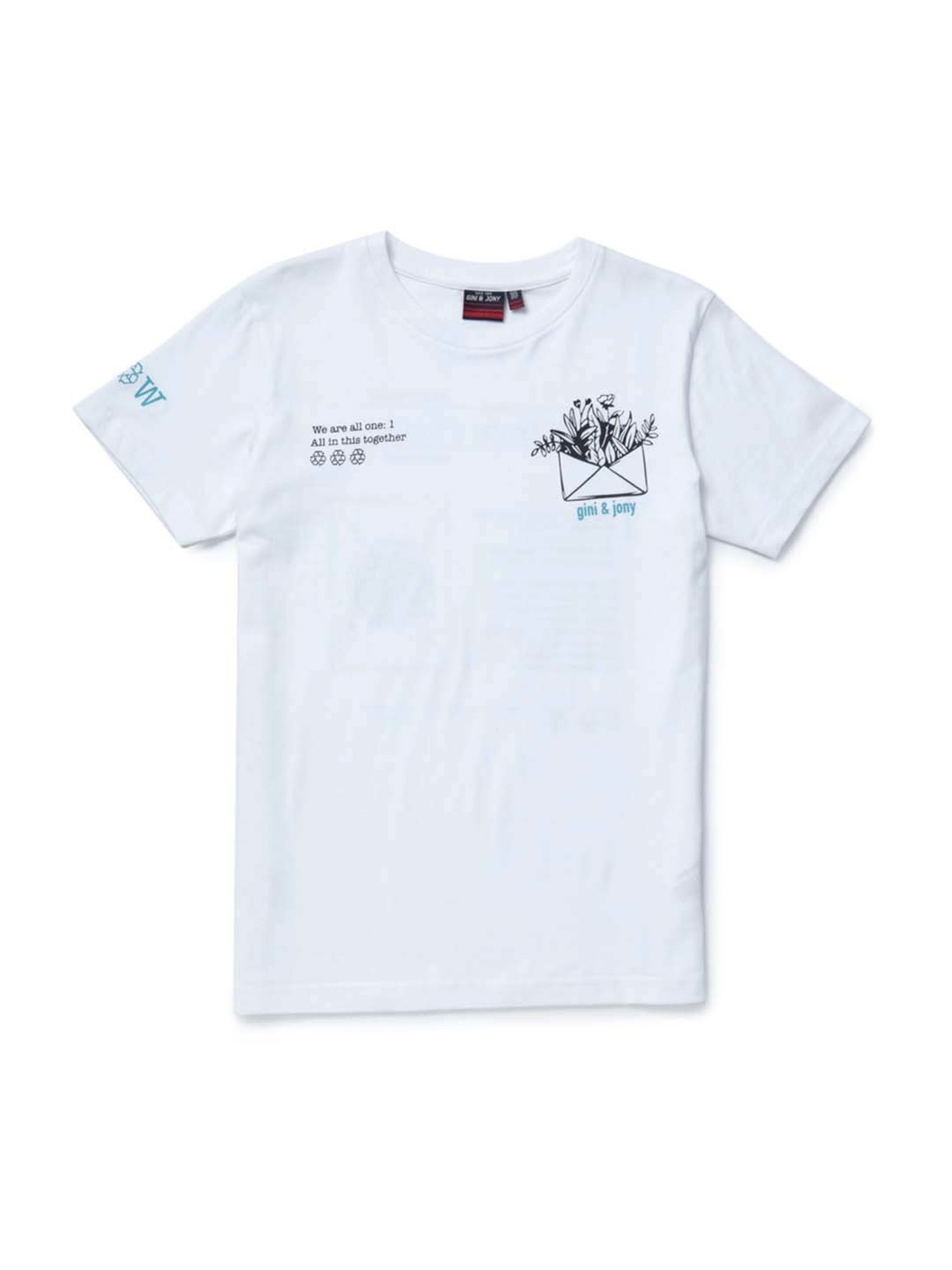Gini & Jony Kids White Printed T-Shirt