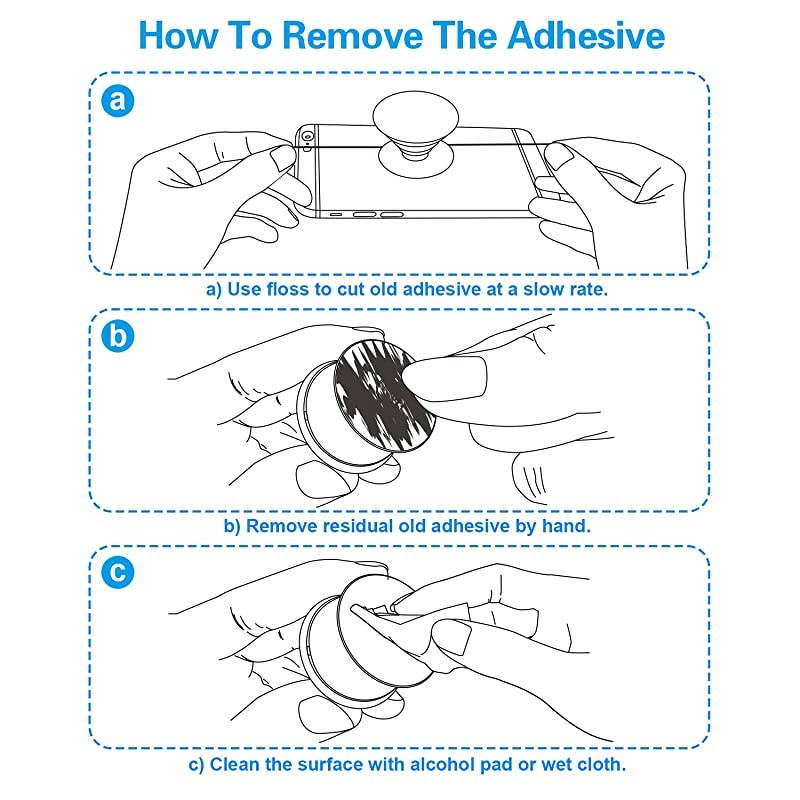 9 Pack Pops Sticky Adhesive Replacement for Socket Mount Base VHB 3M Sticker Pads for Phone Collapsible Grip Stand Back 9pcs 35mm Double Sided Tapes 4pcs Alcohol Prep Pads