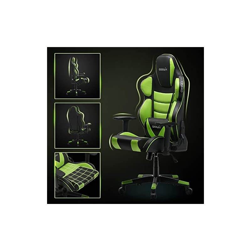 Executive Swivel Office Chair, High-Back Racing Gaming Chair, Ergonomic Adjustable Computer Desk Chair, PU Leather Task Chair with Headrest and Lumbar Support (Black)