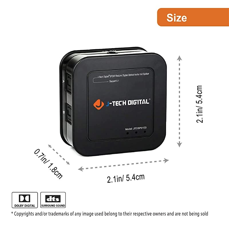 Premium Quality SPDIF TOSLINK Digital Optical Audio 1x3 Splitter One Input 3 Outputs