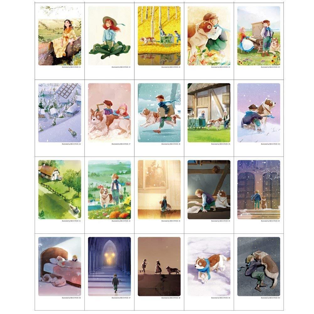 Mini Illustrated Card 40 Instax Mini Cards per Tin Case Decorative & Message Card 2.17" x 3.35" (Anne & Flanders)