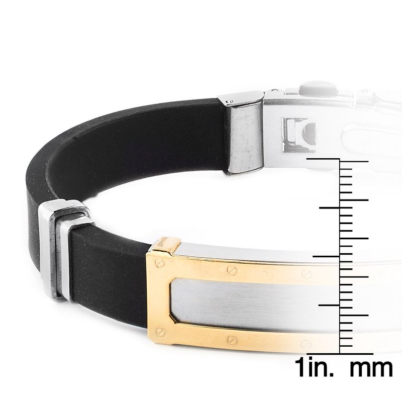 Men's West Coast Jewelry Goldtone Two-Tone Stainless Steel ID Rubber Bracelet