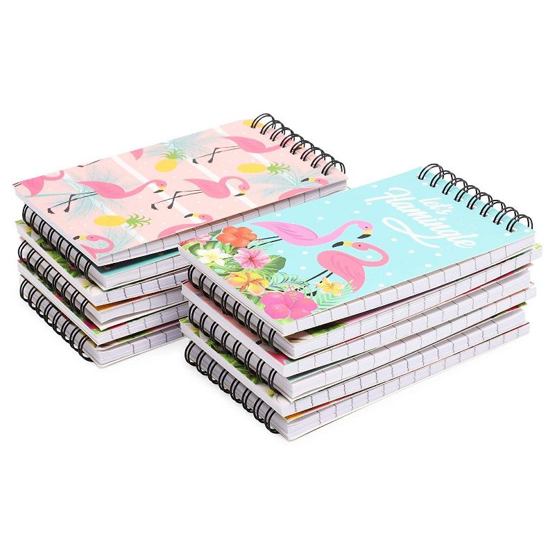 12Pack Lets Flamingo Spiral Notepads Notebooks Gift Tropical, 5.2x3"