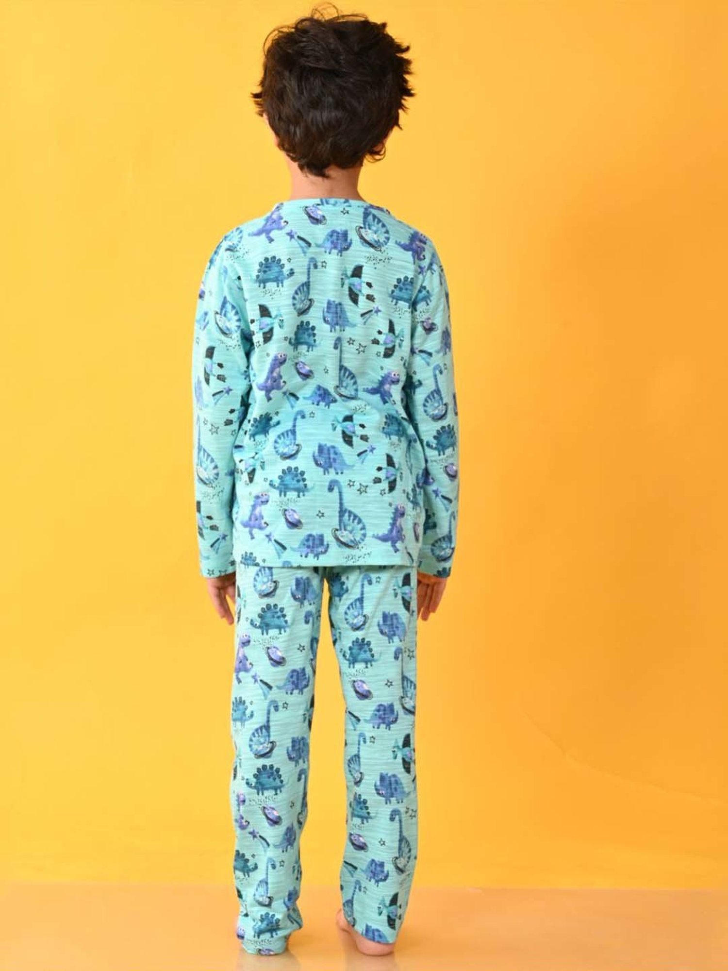 Anthrilo Kids Aqua Cotton Printed Full Sleeves T-Shirt & Trouser