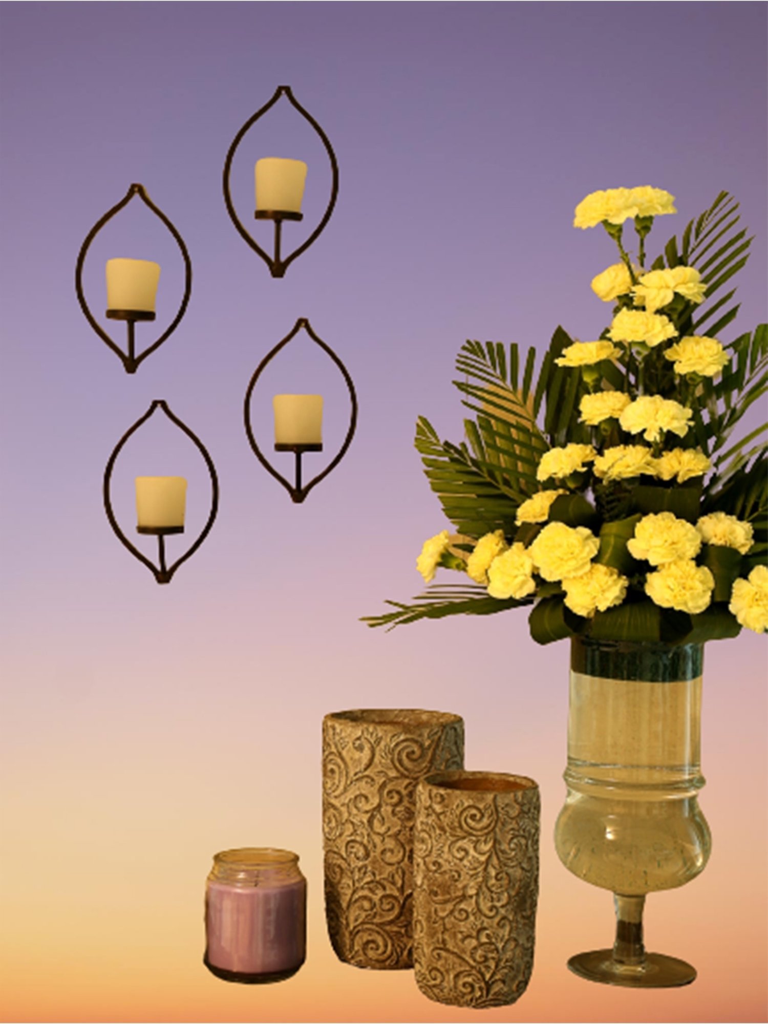 Hosley Wall Sconce Cup with Frosted Glass Set of - 4