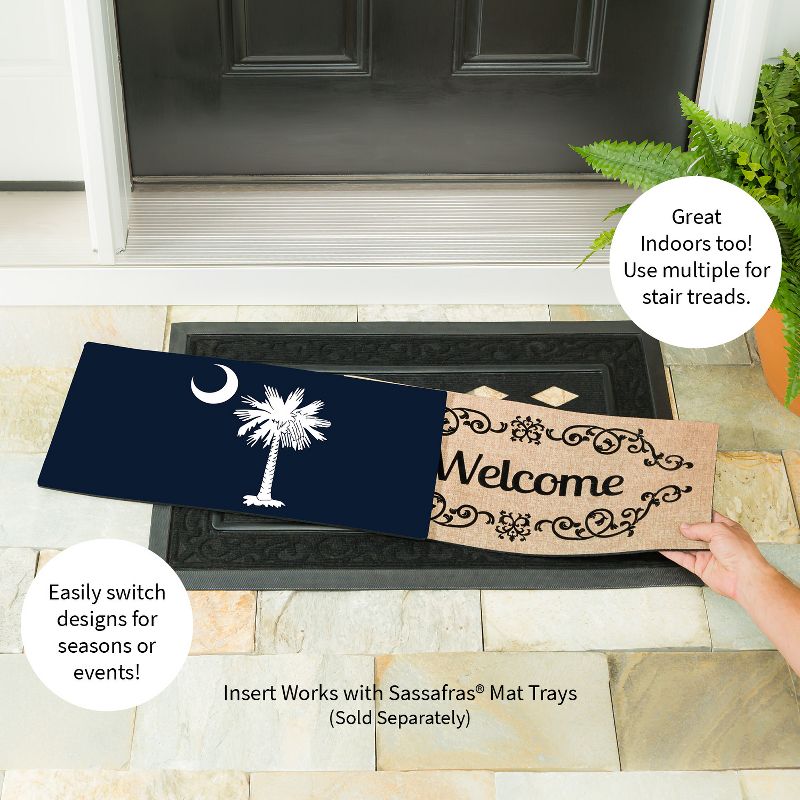 Evergreen Flag Cambridge Welcome Burlap Sassafras Switch Mat - 22" Long x 10" High