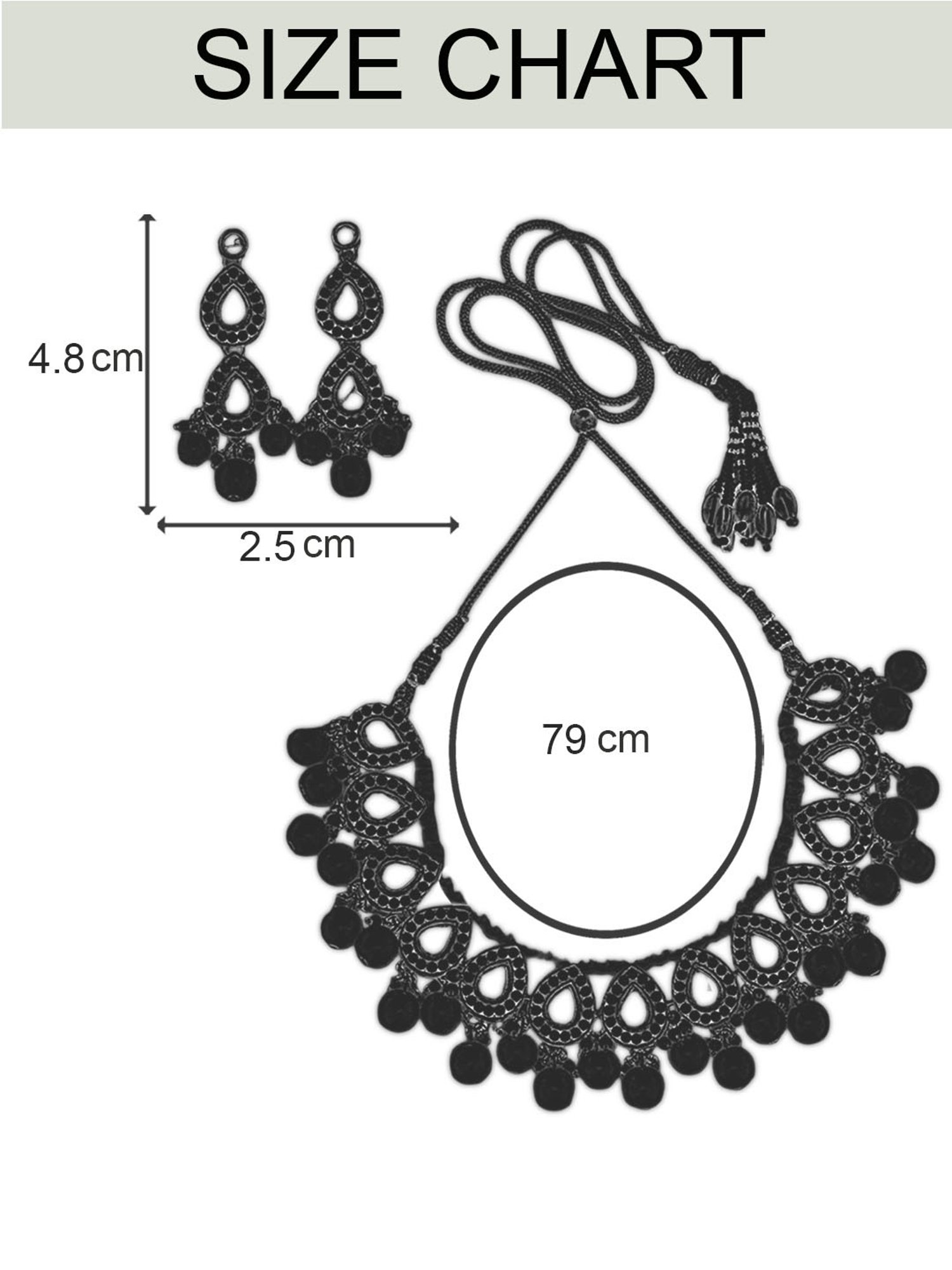 OOMPH Oxidized Silver Tone Green Jaipur Stones Ethnic Necklace Set with Drop Earrings