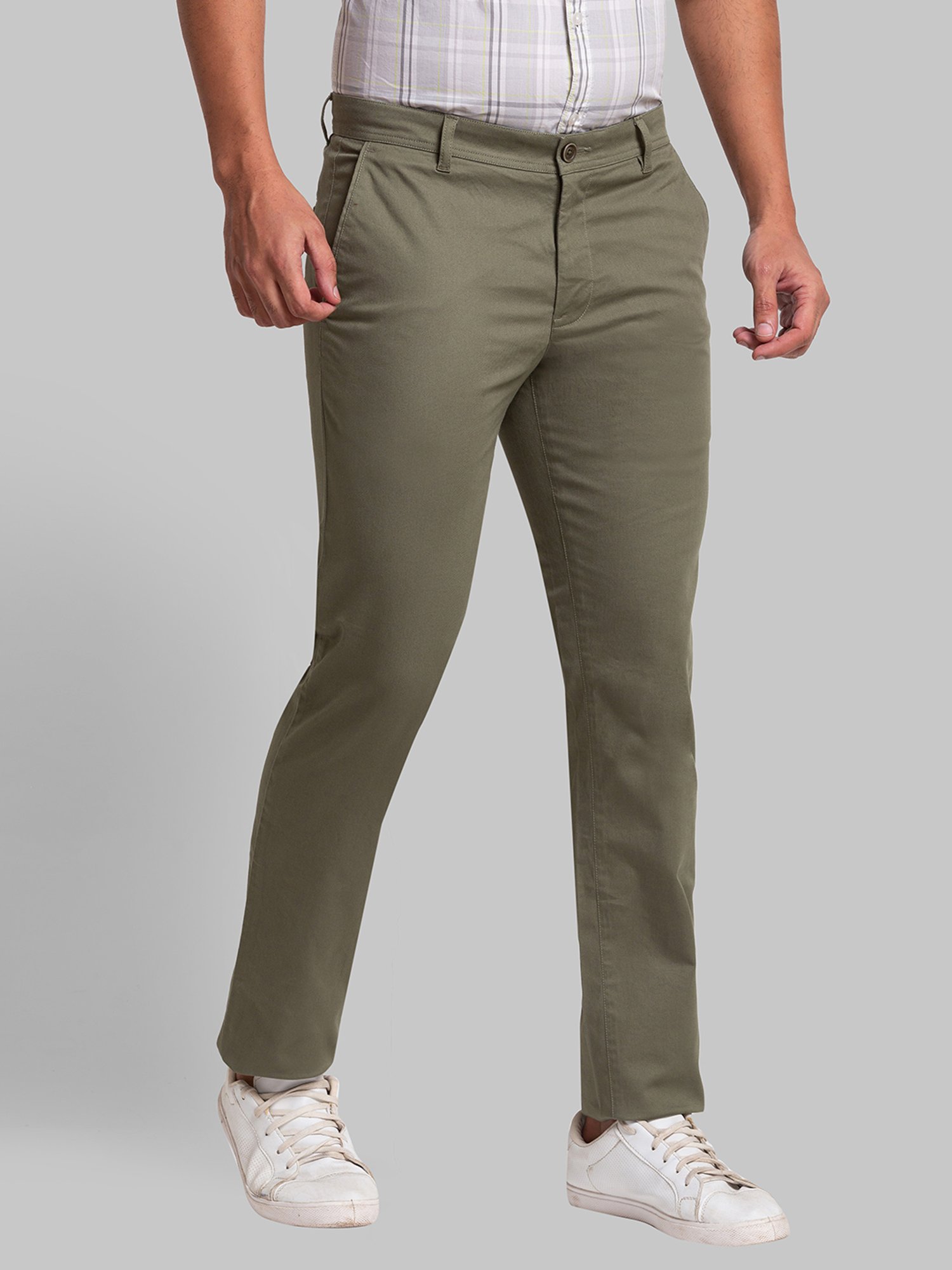 Parx Green Tapered Fit Trousers