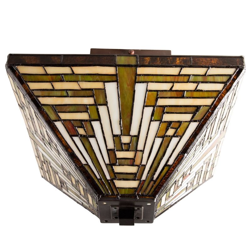 20" x 20" x 12" Tiffany Style Frank Lloyd Wright Mission Ceiling Lamp Brown - Warehouse of Tiffany