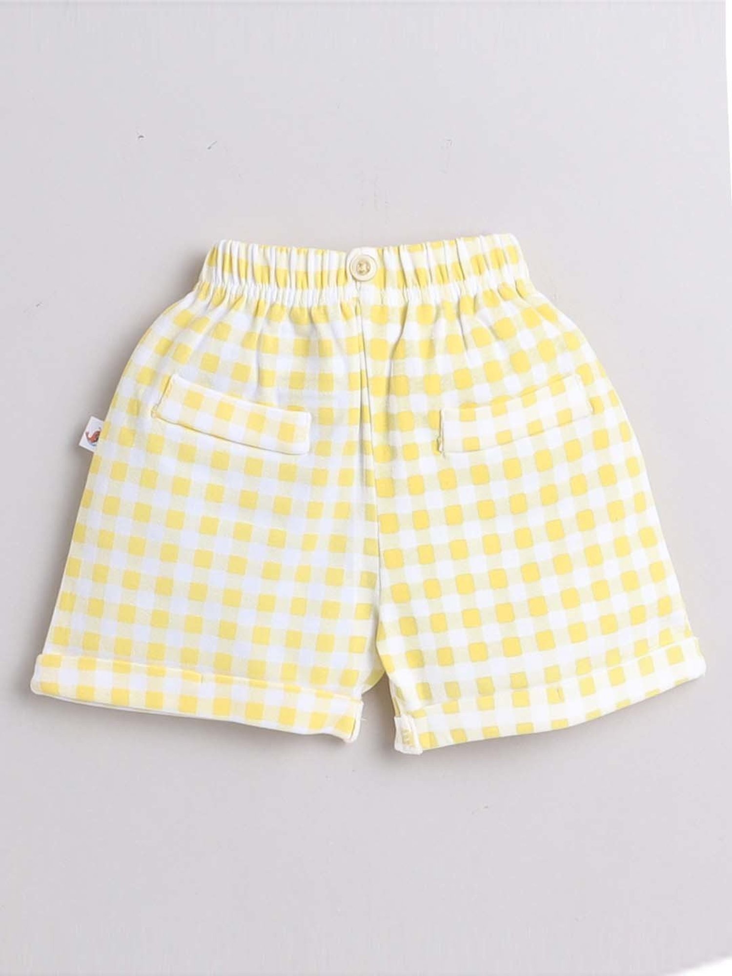 Bumzee Kids White & Yellow Cotton Chequered Shirt Set