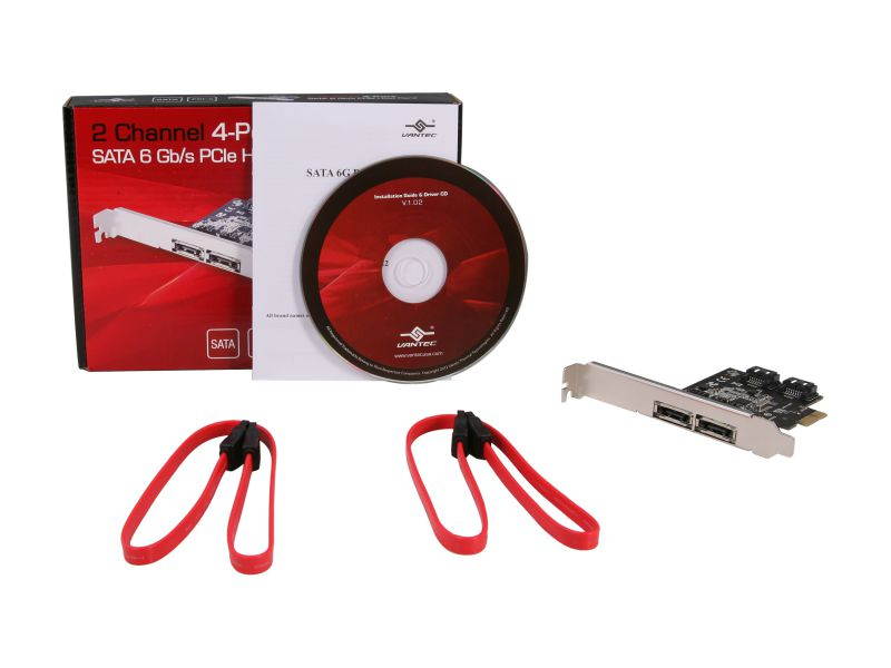VANTEC 2 Channel 4-Port SATA 6 Gb/s PCIe Host Card Model UGT-ST622