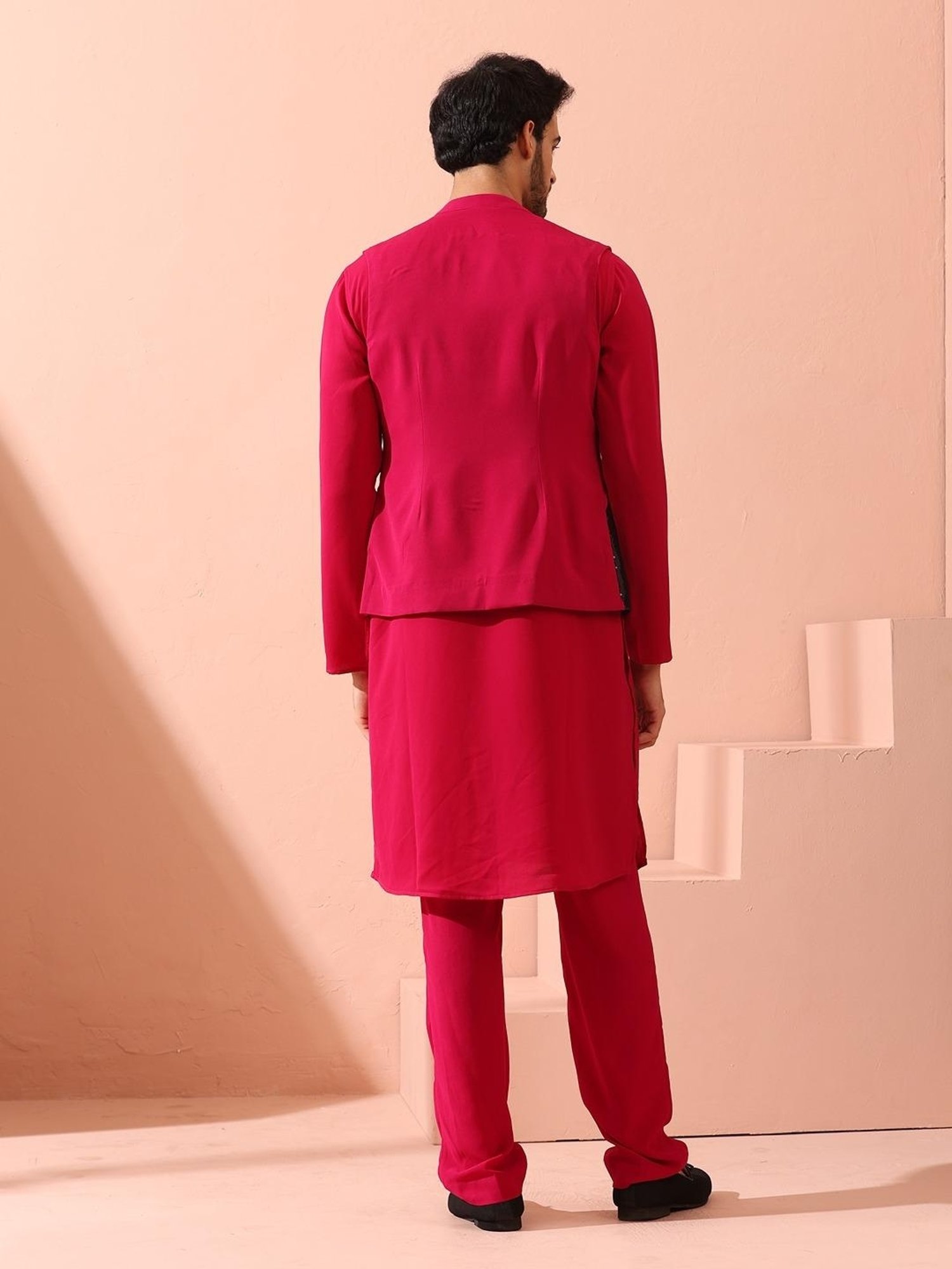 VASTRAMAY Teal Green Regular Fit Printed Nehru Jacket