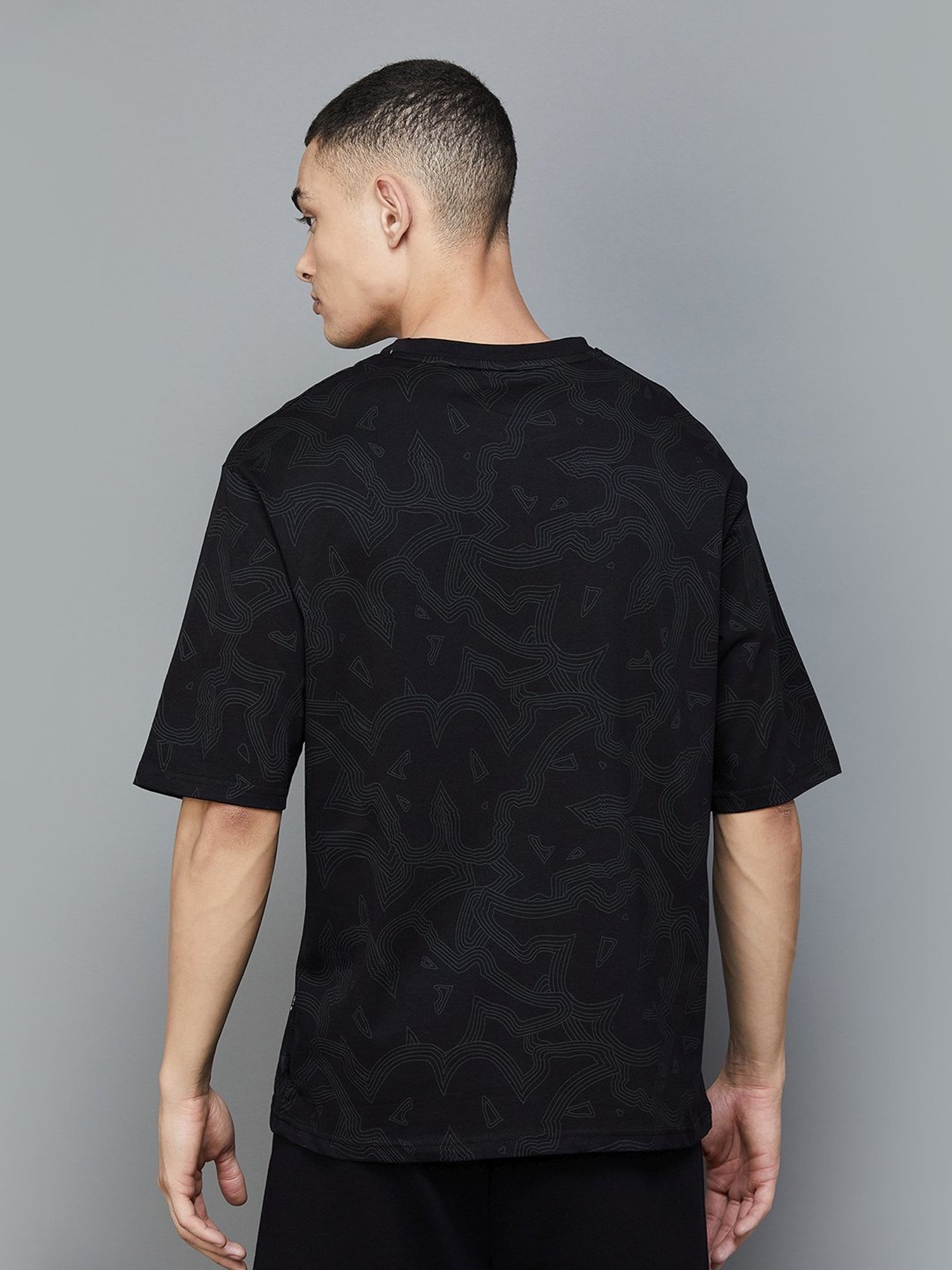 KAPPA Black Cotton Regular Fit Printed Sports T-Shirt
