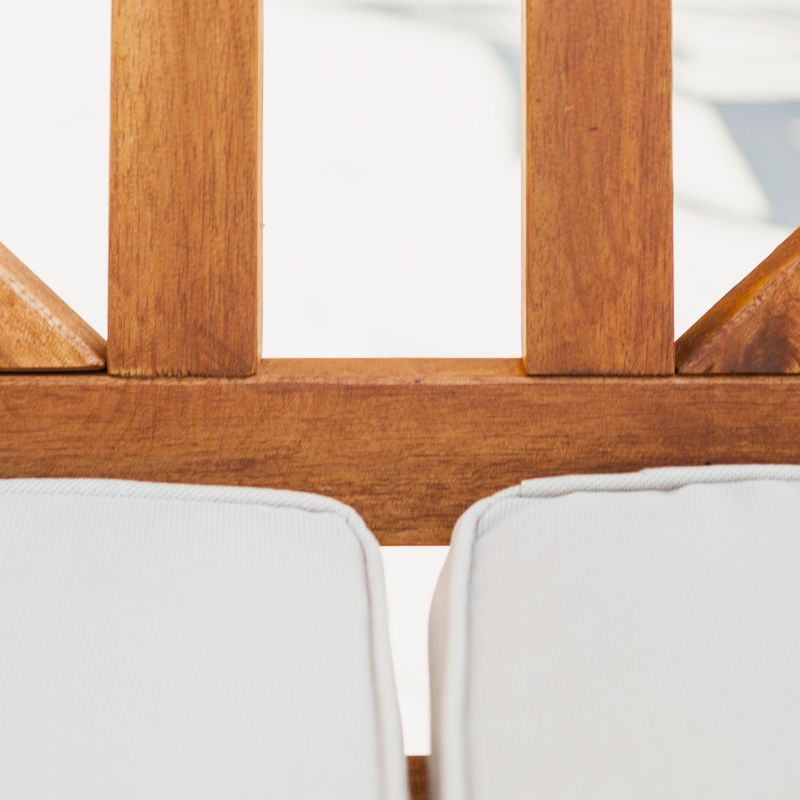 Acacia Wood X-Back Love Seat with Cushions Brown - Saracina Home