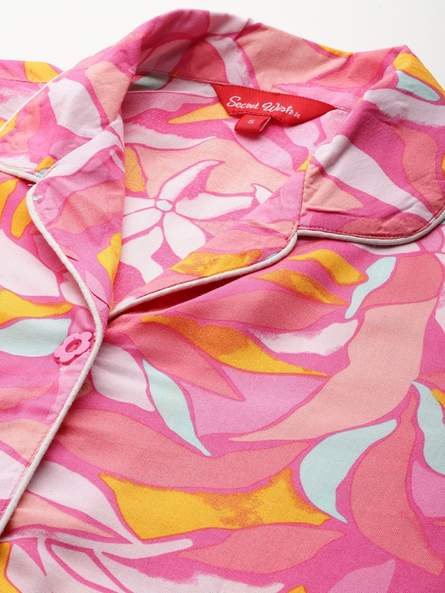 Secret Wish Pink Printed Shirt Shorts Set