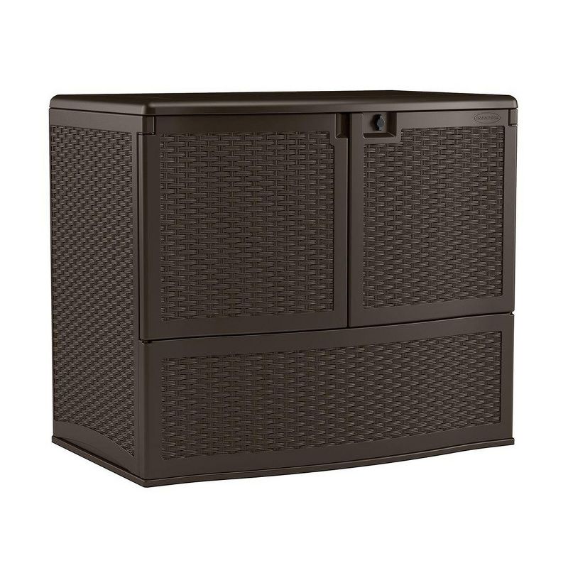 Suncast 195 Gallon Patio Storage &Entertaining Station w/ 33 Gal. Garbage Can
