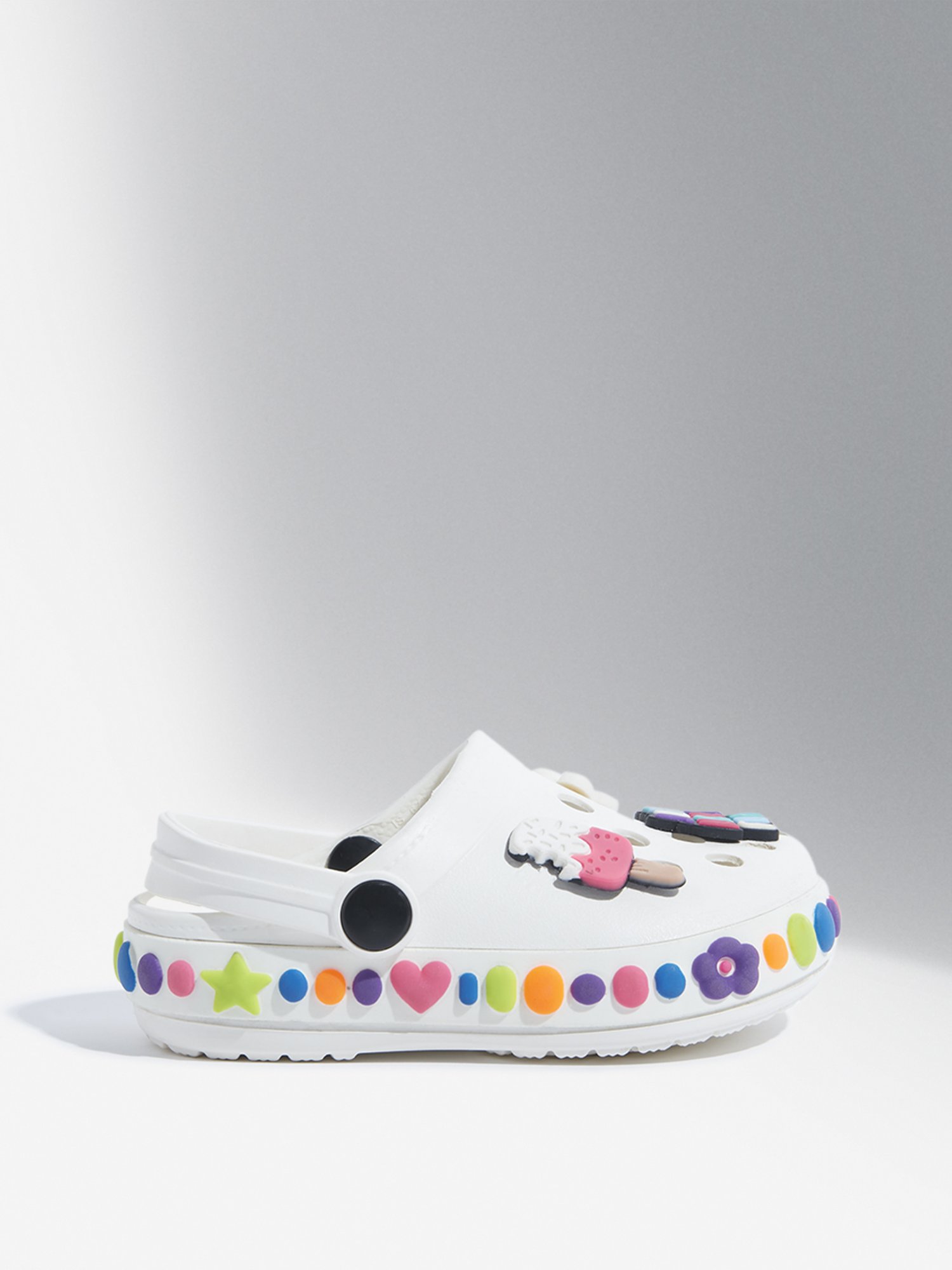 Yellow by Westside White Applique-Detailed Clogs