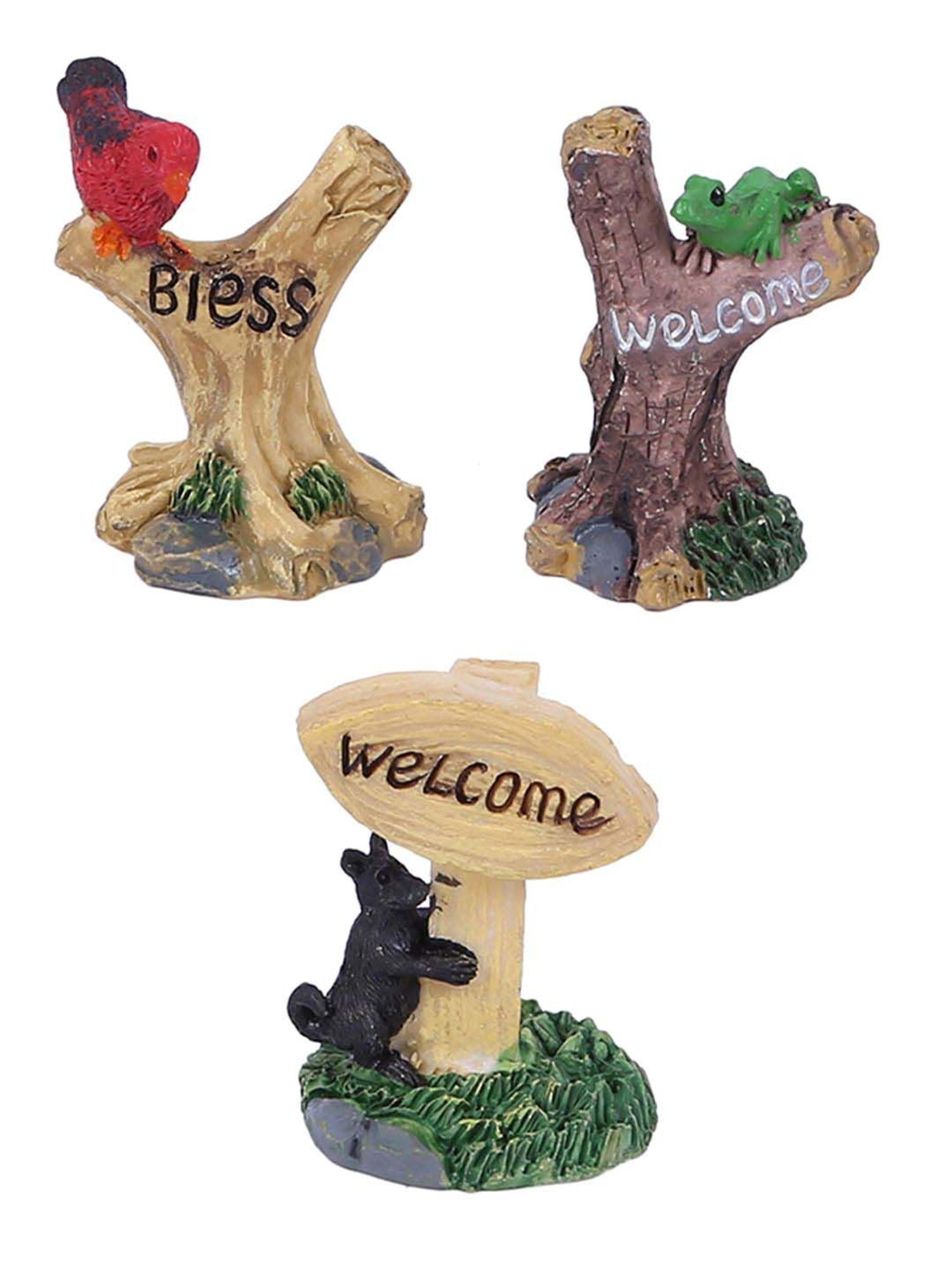 Tayhaa Brown & Beige Resin Welcoming Tree Showpiece - Set of 3