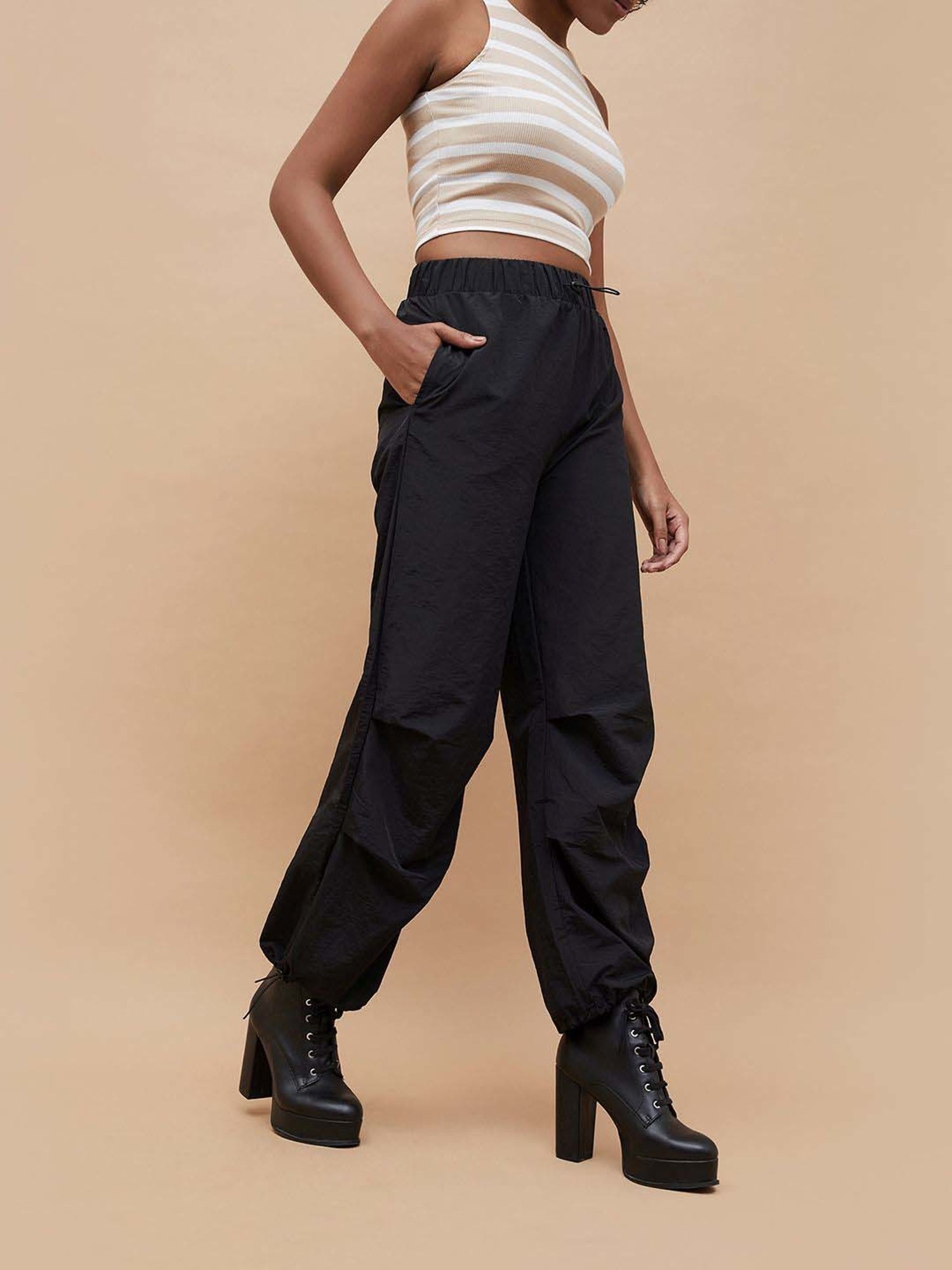 KAPPA Black Mid Rise Sports Track Pants