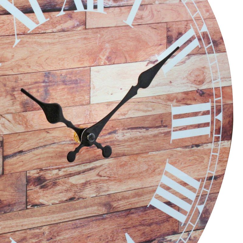 14" Wooden Roman Numeral Wall Clock Light Brown - Stonebriar Collection
