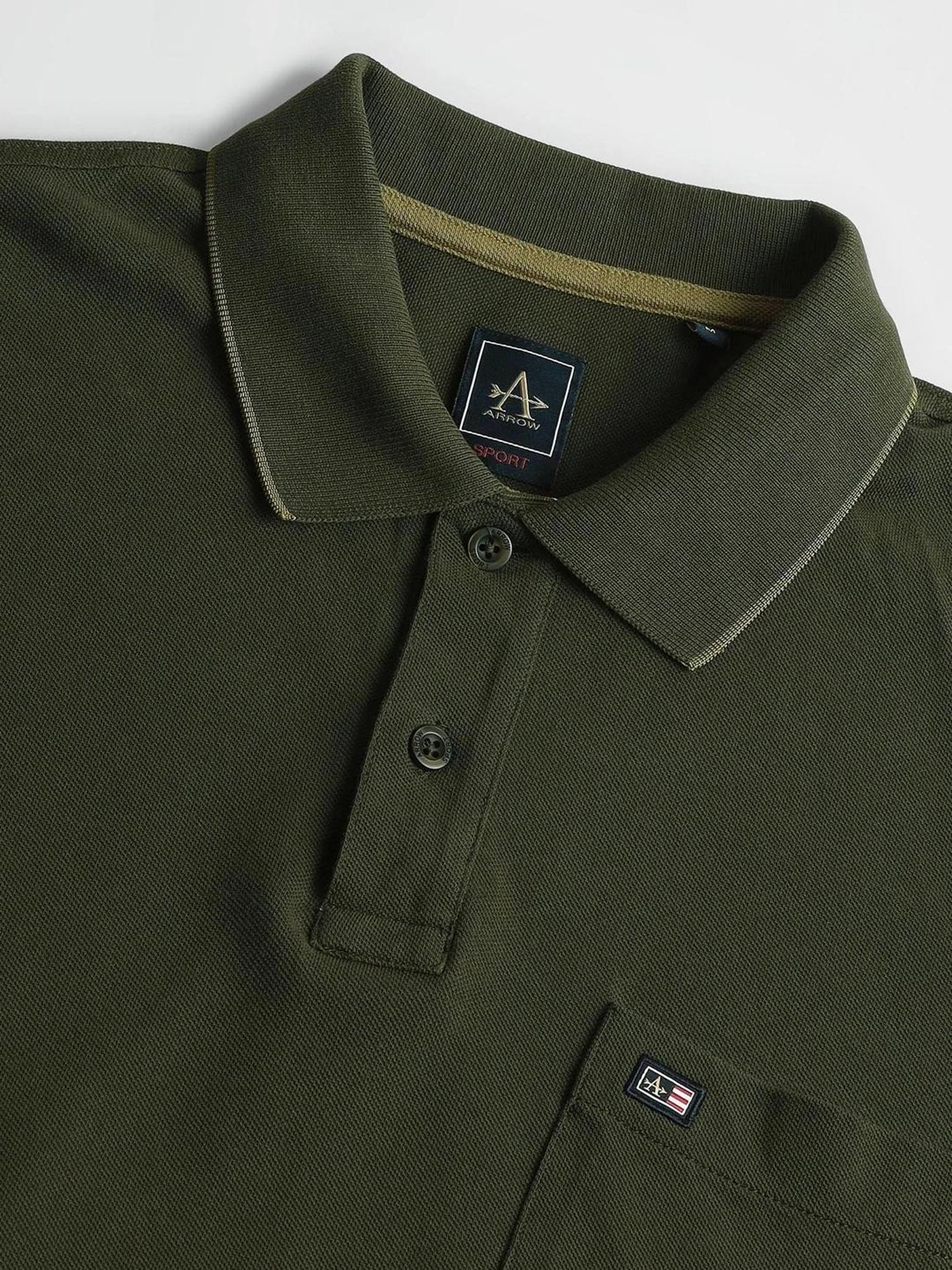 Arrow Sports Green Regular Fit Polo T-Shirt