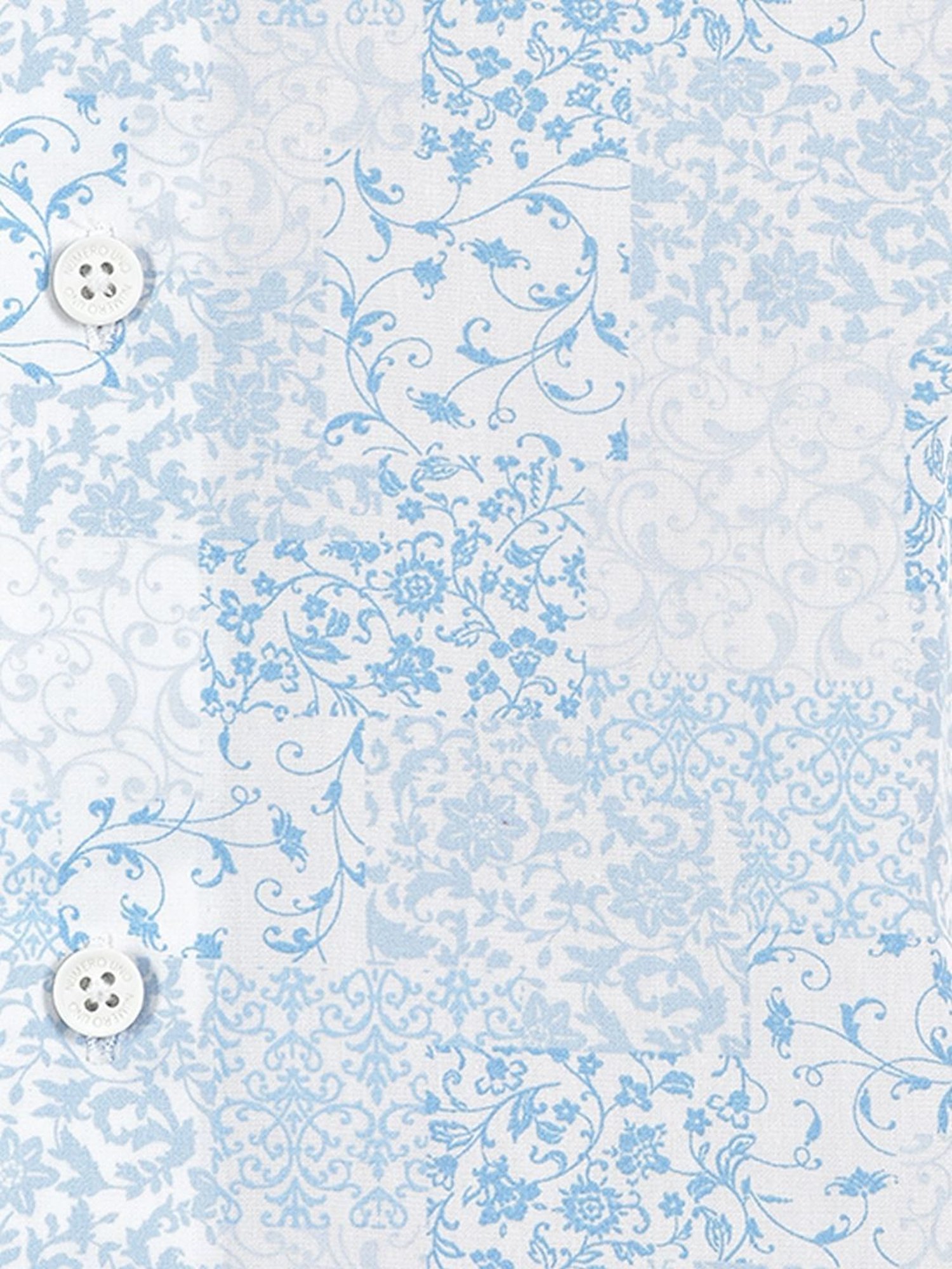 Numero Uno Blue Slim Fit Floral Print Shirt