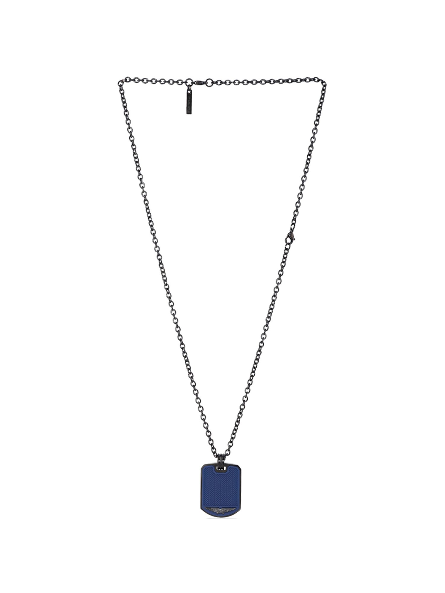 Police Black-Plated Onset Necklace for Men