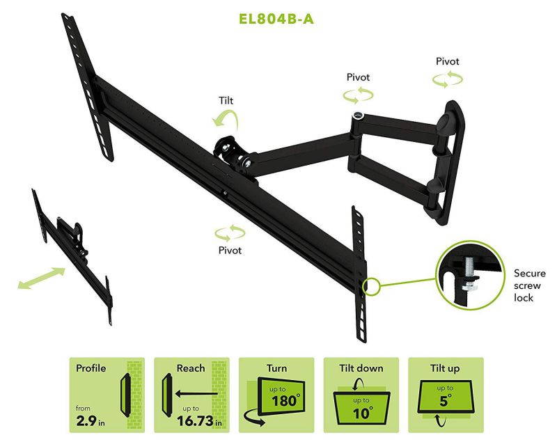 AVF EL804B-A Multi-Position TV Wall Mount for 40-inch to 80-inch TVs