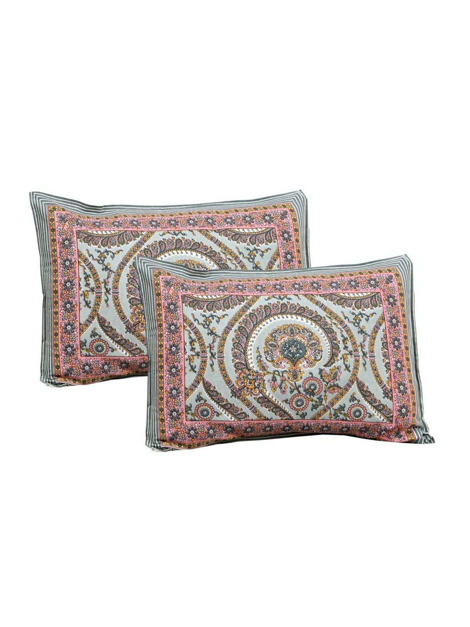 JaipurFabric Grey 180 TC 100% Cotton Charm Double Bedsheet with 2 Pillow Covers