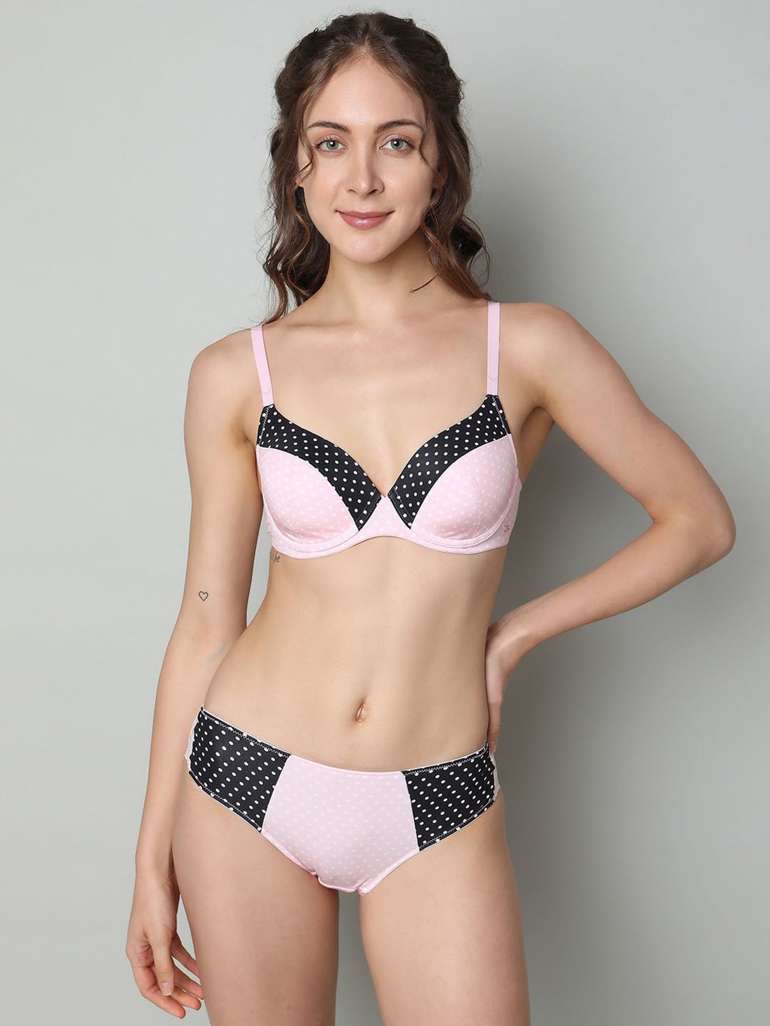 Vero Moda Intimates Pink Color-Block Medium Coverage T-Shirt Bra