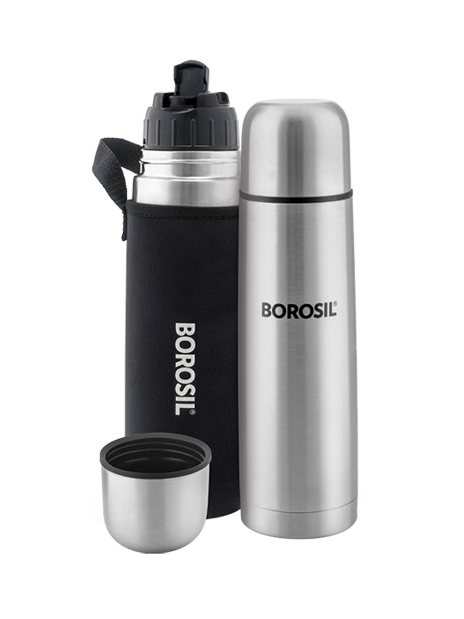 Borosil Silver Thermo Stainless Steel Flask - 500 ml