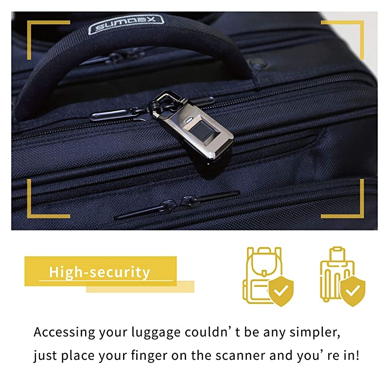 Fingerprint Padlock Biometric Lock Silver Includes Spare iKey