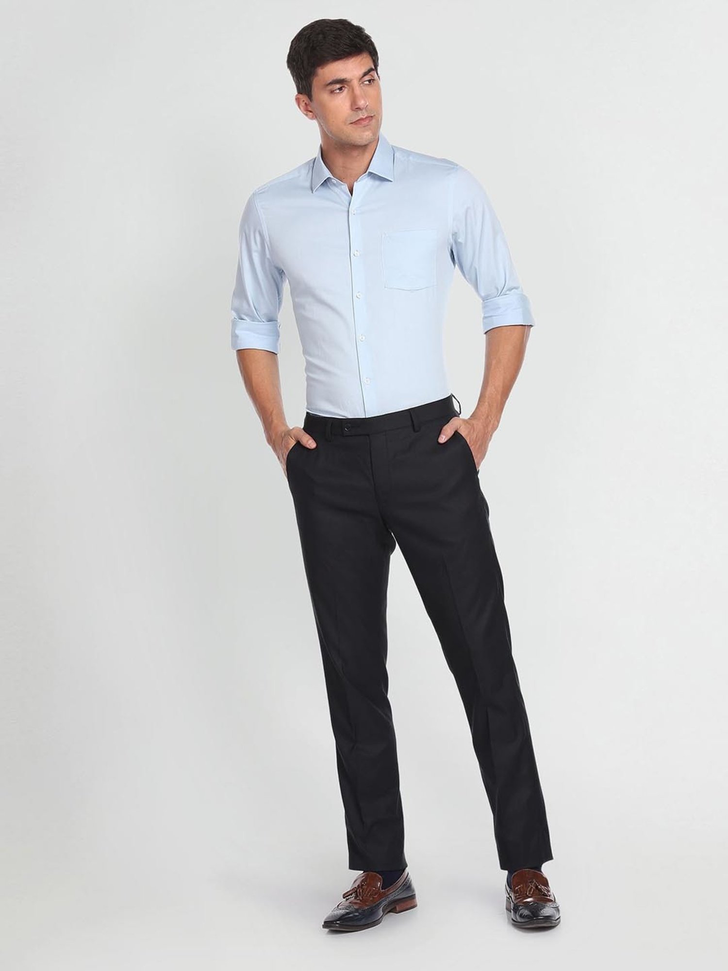 Arrow Blue Regular Fit Trousers