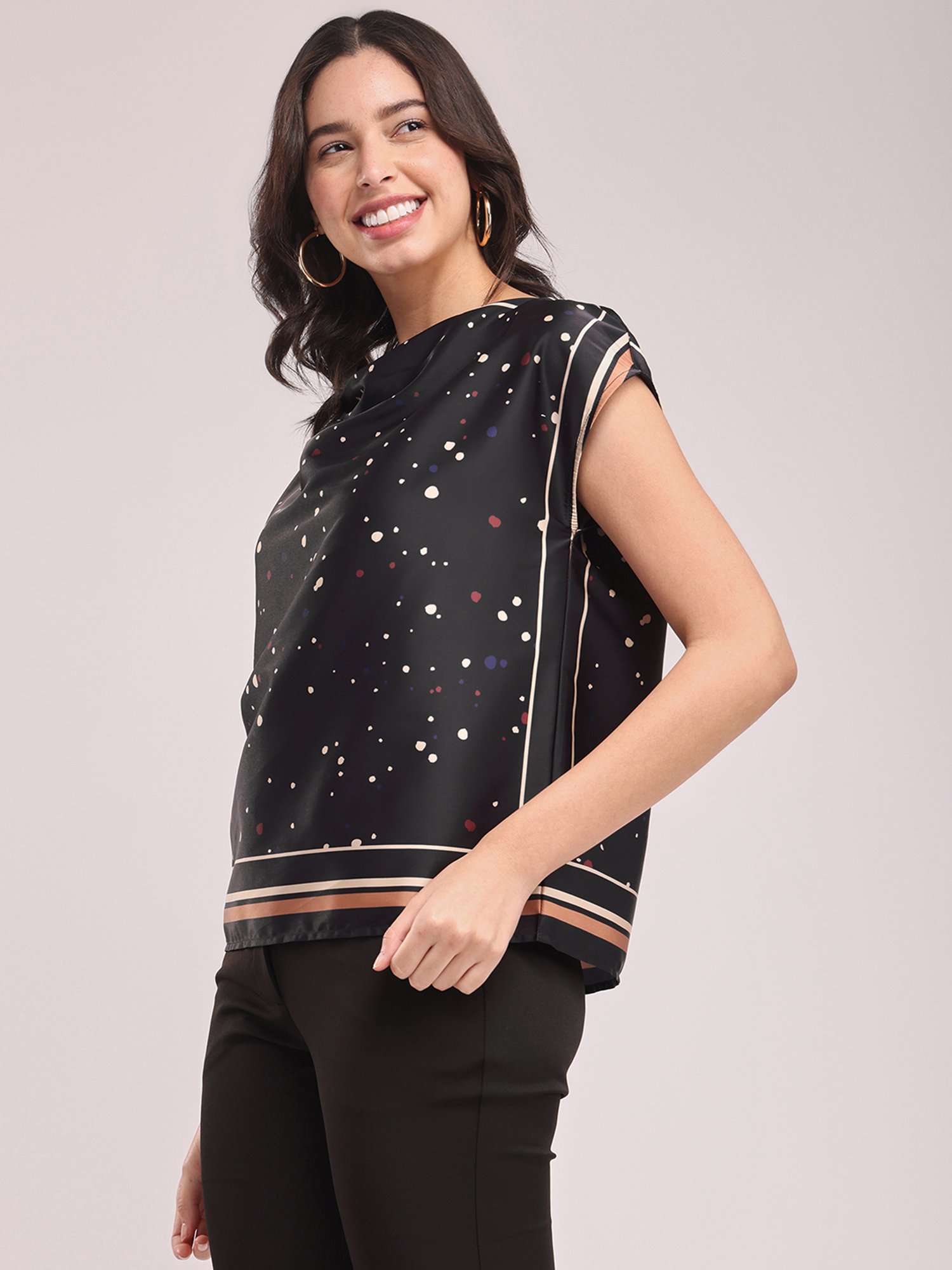Fablestreet Black Printed Top