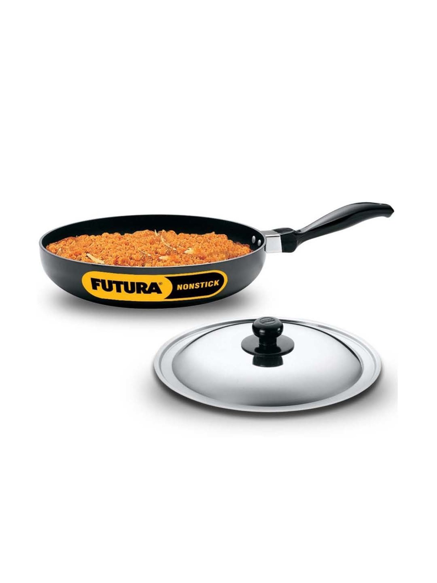 Hawkins Futura Nonstick Frying with Rounded Sides Fry Pan 24 cm diameter with Lid 1 L capacity