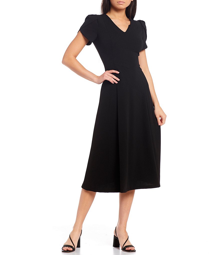 Vince Camuto Halter Bow Neck Sleeveless Midi Dress with Side Seam Pockets