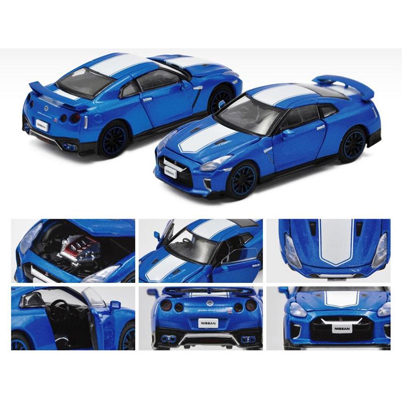 Nissan GT-R (RHD) Bayside Blue with White Stripe "50th Anniversary Edition" Ltd Ed 1200 pcs 1/64 Diecast Model Car by Era Car