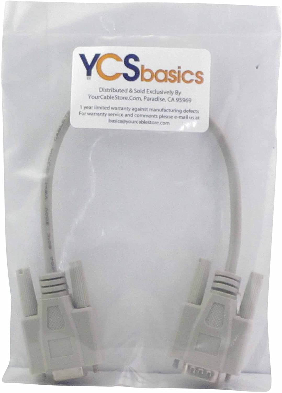 YCS basics 1 Foot DB9 9 Pin Serial / RS232 Male/Female Extension Cable